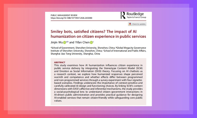 政府管理学院副教授吴进进在公共管理学国际顶刊Public Management Review发表学术论文